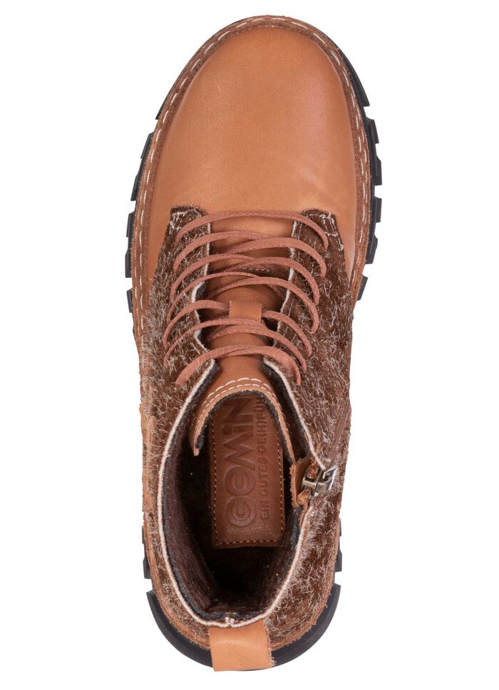 Gemini, modische Damen-Stiefeletten, Winterschuhe, Weite G, mit herausnehmbarem Fu&szlig;bett CAMEL