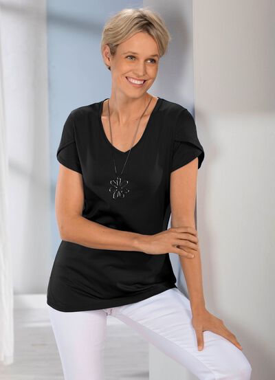 Shirt mit doppellagigen, kurzen &Auml;rmeln in 3 Farben 