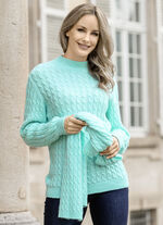 Pullover mit Schal in weicher Qualität EISBLAU