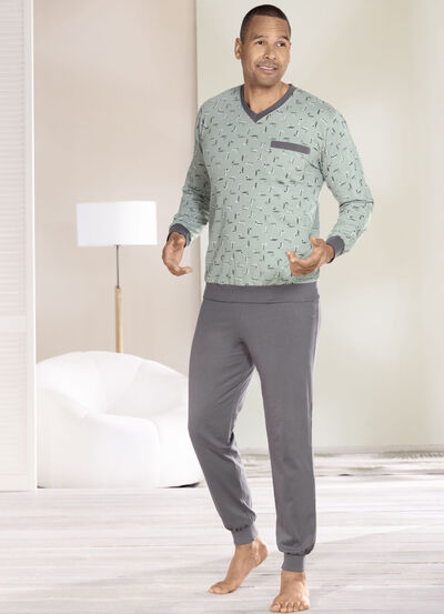 Zweierpack Schlafanzüge mit V-Ausschnitt und Bündchenabschlüssen  