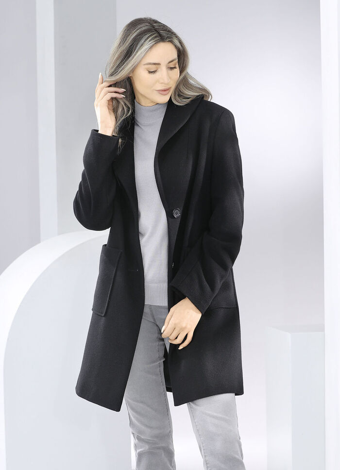 Kurzmantel mit Knopfleiste SCHWARZ