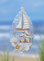 Fensterbild K&uuml;stenliebe aus echter Plauener Spitze 