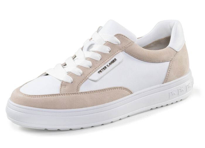 Peter Kaiser Schn&uuml;r-Sneaker aus Nappa- und Veloursleder WEISS-BEIGE