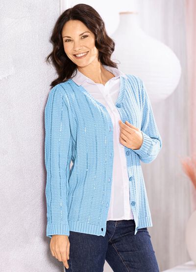 Strickjacke mit edler Paillettenzier 