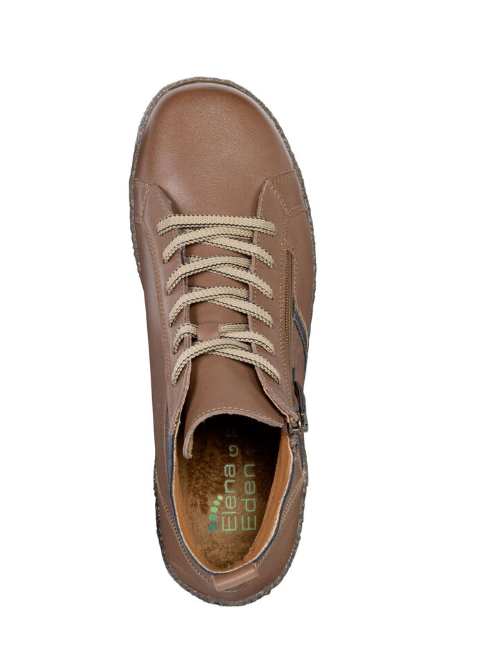 ELENA EDEN, bequeme Damen-Boots, Weite G, mit herausnehmbarem Fußbett BRAUN-ALTSILBER