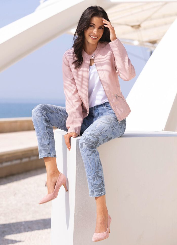 Jeans mit floralem Druck 