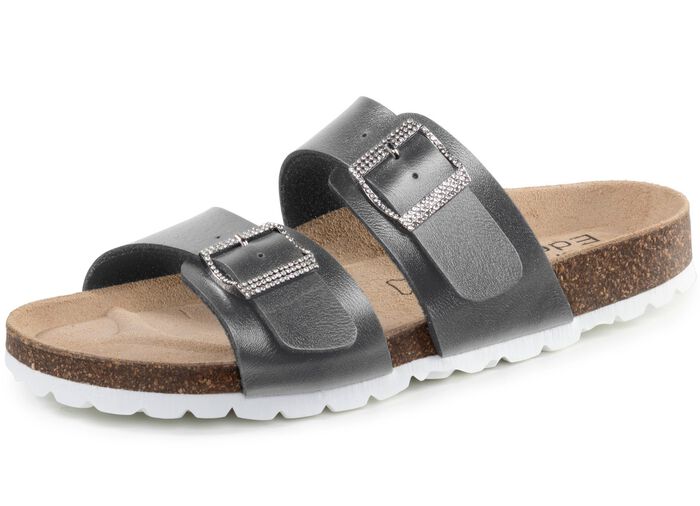 ELENA EDEN Pantolette mit Glitzersteinchen verzierten Schlie&szlig;en ONYXSCHWARZ