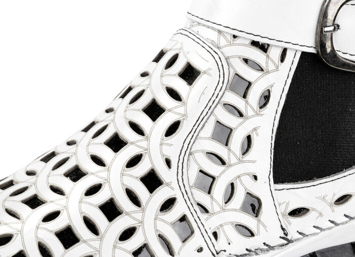 Gemini, sommerliche Damen-Boots, Weite G, mit herausnehmbarem Fußbett WEISS-SCHWARZ