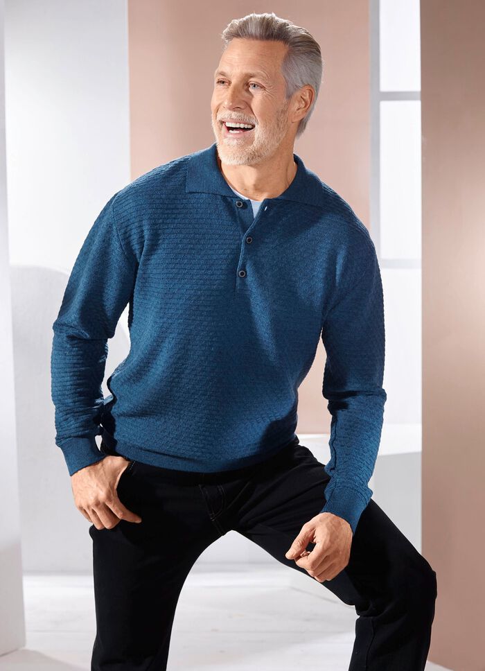 Polopullover mit kurzer Knopfleiste in 3 Farben 