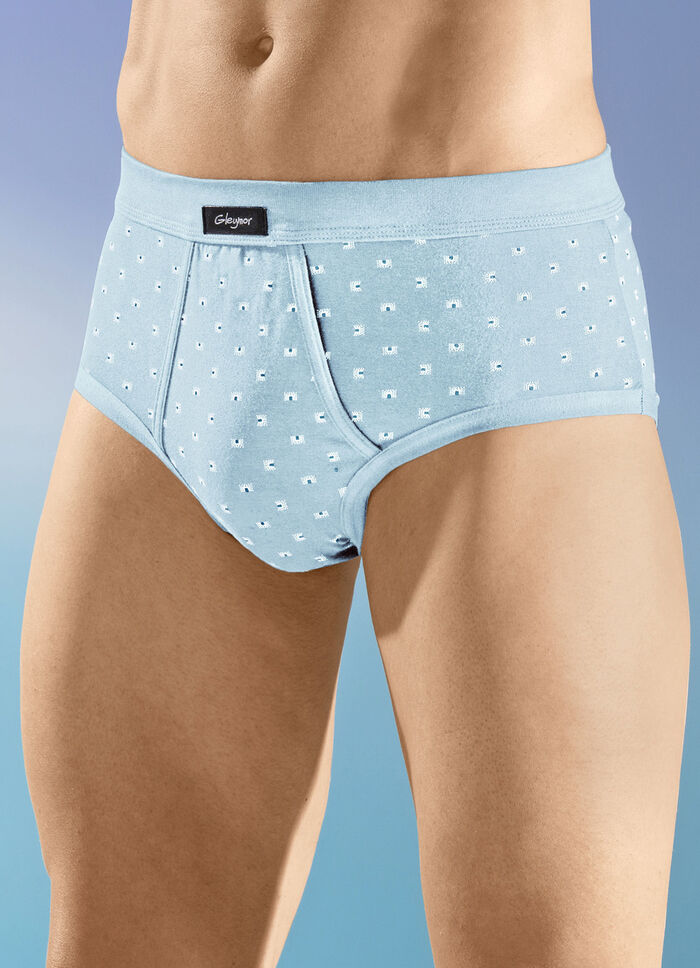 Fünferpack Slips aus Feinjersey, mit Eingriff, allover dessiniert 