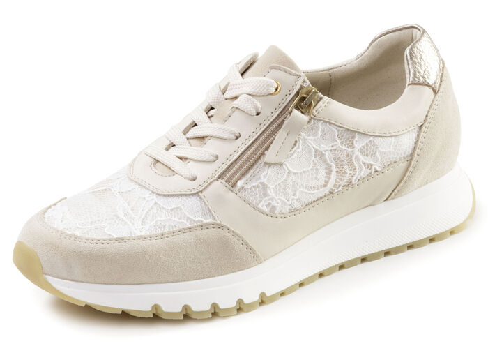 ELENA EDEN, elegante Damen-Sneaker, Weite G, mit herausnehmbarem Fußbett BEIGE-WEISS