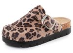 ELENA EDEN, trendige Damen-Clogs, Weite G, mit Leo-Print BRAUN
