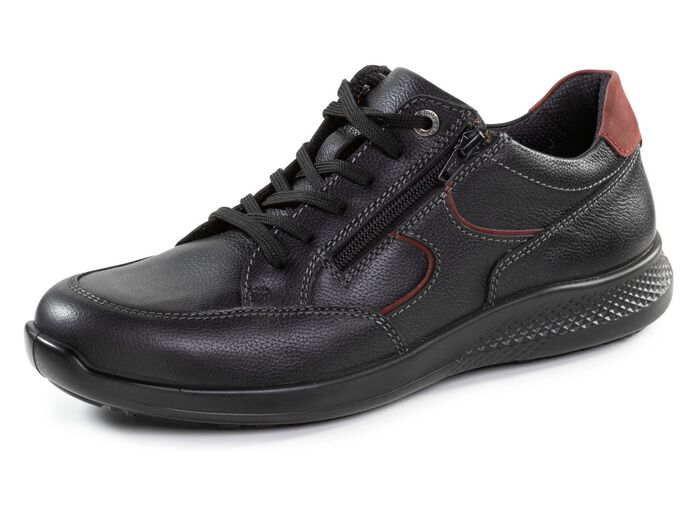 Schn&uuml;rschuh aus Nappaleder mit Nubukleder-Bes&auml;tzen SCHWARZ-BORDEAUX