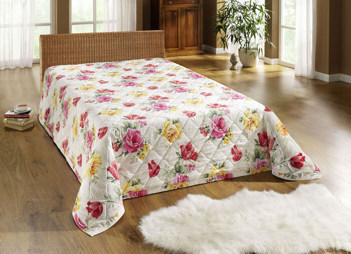 Tagesdecke und Kissenbezüge mit Blumenmotiv NATUR-MULTI