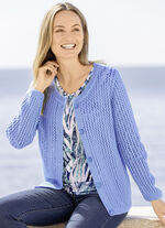 Strickjacke in Netzstrick HELLBLAU