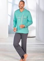 Schlafanzug mit V-Ausschnitt und offenen Abschl&uuml;ssen 