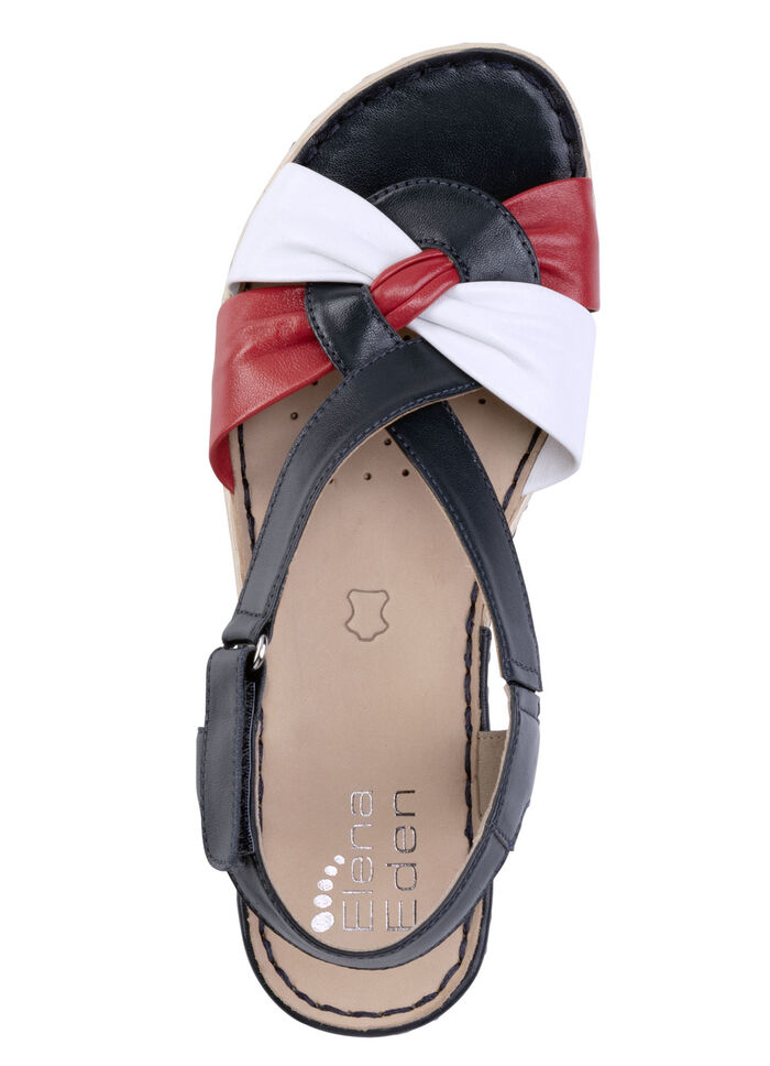 ELENA EDEN, elegante Damen-Sandaletten, Weite H, mit Klettspange BLAU-WEISS-ROT