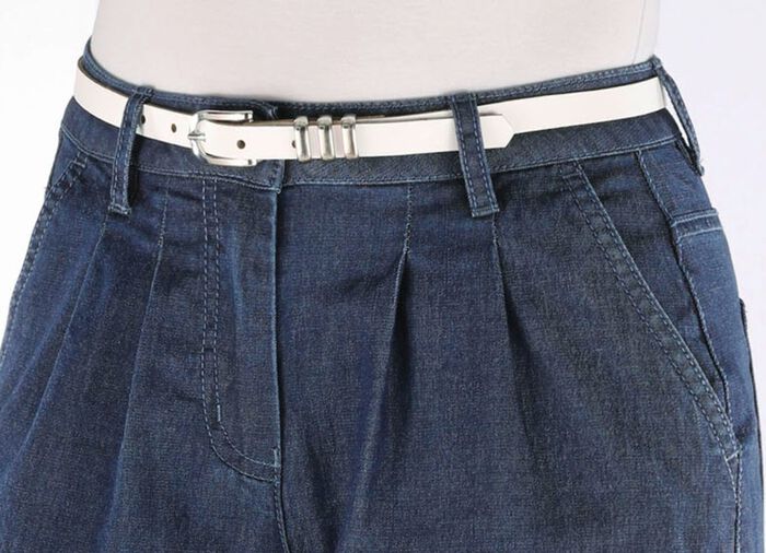 Schicker Damen-G&uuml;rtel aus Leder, 1,5 cm breit WEISS