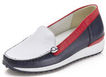 Waldläufer, klassische Damen-Slipper, Weite H, mit herausnehmbarem Fußbett BLAU-WEISS-ROT