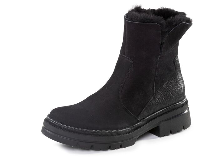 Waldl&auml;ufer Stiefelette aus Rind-Nubukleder SCHWARZ