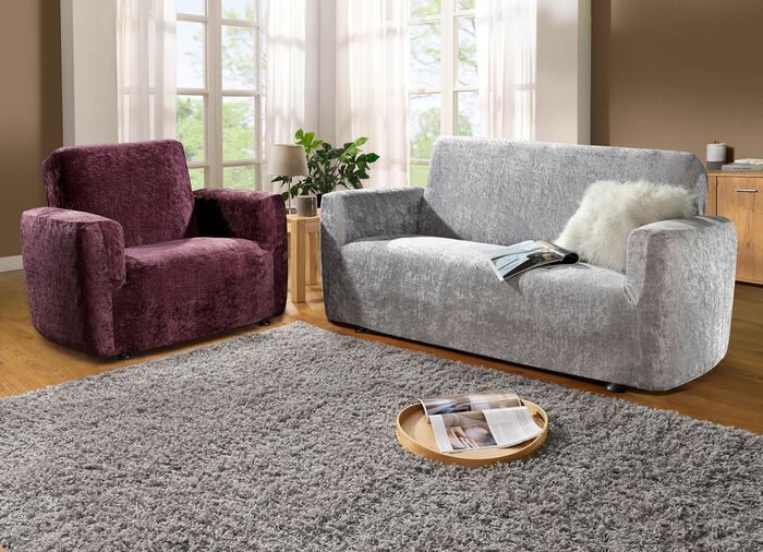 Edle und strapazierf&auml;hige Stretchbez&uuml;ge in Samtoptik SILBER