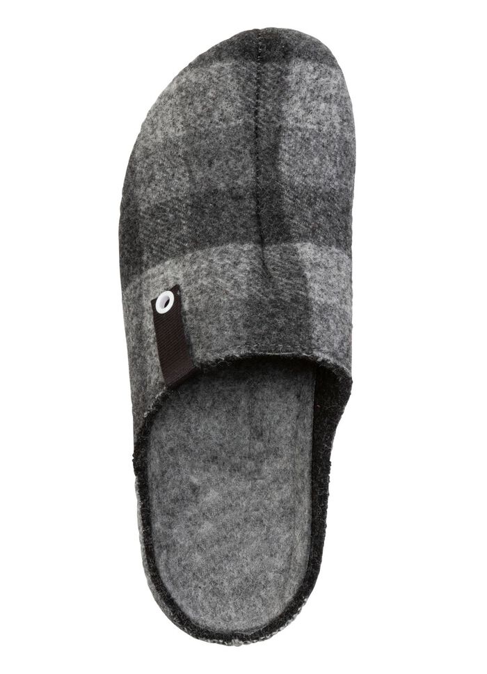 Laurina Pantoffel aus kariertem Textilmaterial GRAU