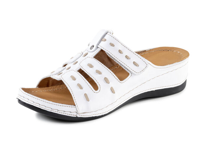 ELENA EDEN Pantolette aus Nappaleder mit Kontrast-Durchzügen WEISS