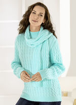 Pullover mit Schal in weicher Qualität EISBLAU