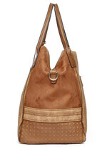 Collezione Alessandro Tasche aus teilweise reptilgeprägtem Veloursmaterial COGNAC