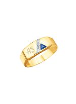 Herrenring mit Diamant und Safir 
