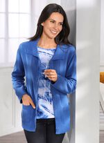 Strickjacke mit Rippenakzenten MITTELBLAU