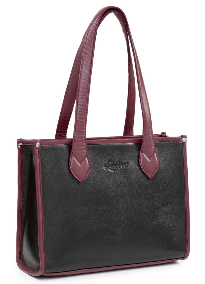 Laurina, Tasche, Damen, aus Leder SCHWARZ-BORDEAUX