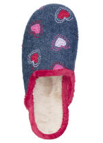 Laurina, warme Damen-Hausschuhe, mit Plüsch BLAU-ROT