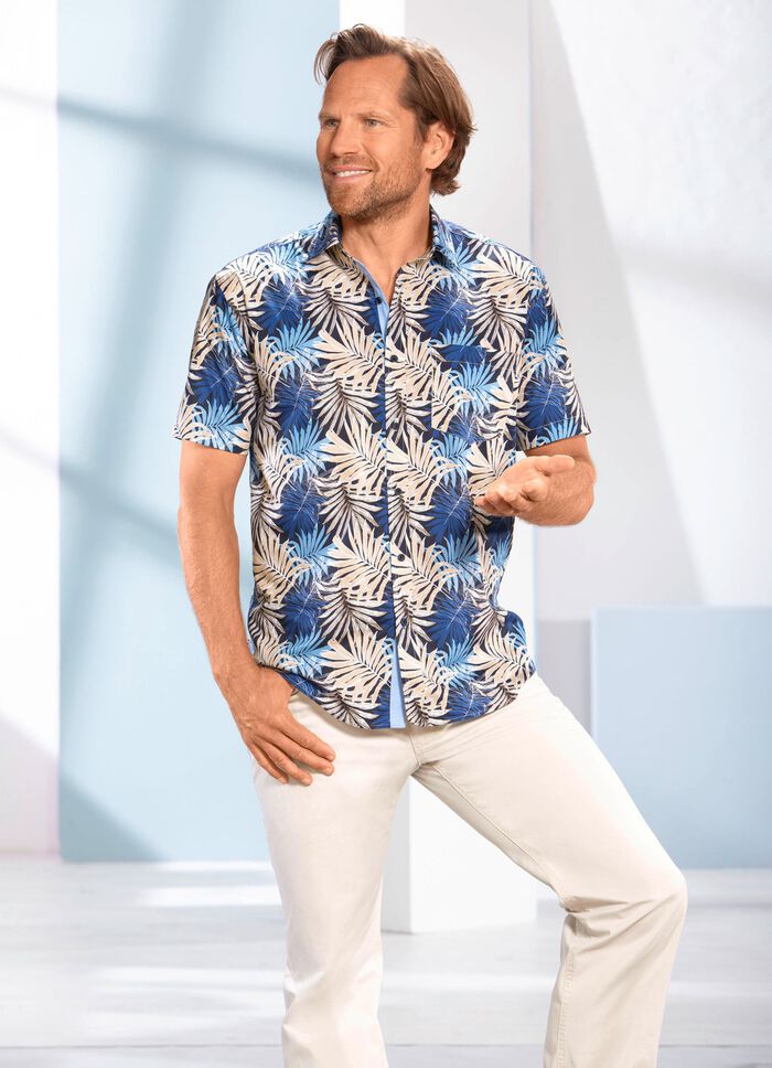 Flott dessiniertes "Milano Italy"-Hemd BLAU-BEIGE GEMUSTERT