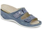 Mubb, bequeme Damen-Pantoletten, Weite H, mit herausnehmbarem Fußbett JEANSBLAU