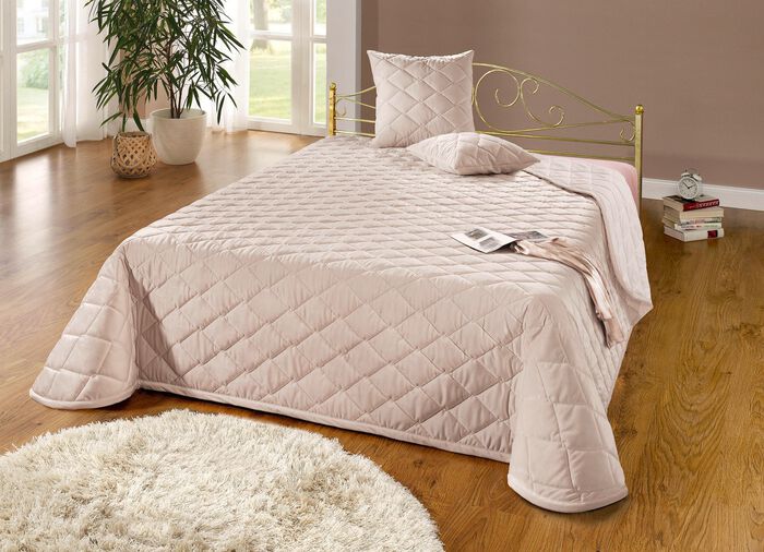 Tagesdecken und Kissenbez&uuml;ge in edler Samt-Optik SAND