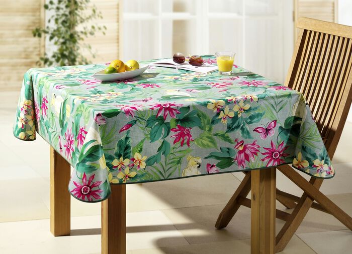 Wachstischtuch mit farblich abgestimmtem Schrägband BUNT