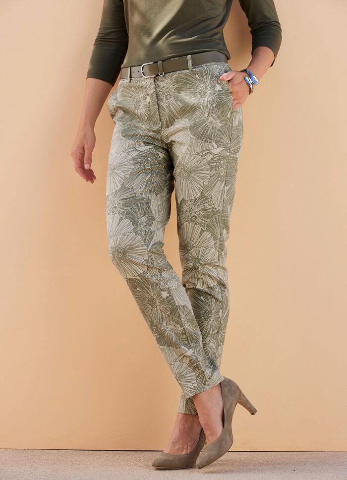 Hose mit floraler Dessinierung 