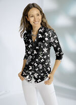 Shirtbluse mit Blumen und Schmetterlingen 