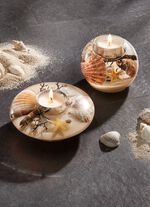 Teelichthalter aus mundgeblasenem Glas BEIGE-SAND