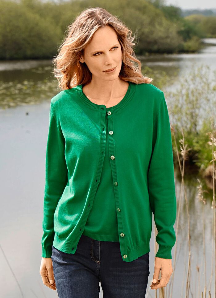 Strickjacke aus reiner Baumwolle GR&Uuml;N