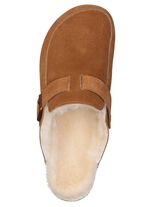 Gef&uuml;tterte Herren-Clogs, mit Lammfell COGNAC