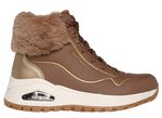 SKECHERS, gef&uuml;tterte Damen-Boots, Winterschuhe, mit flauschigem Pl&uuml;schkragen BRAUN