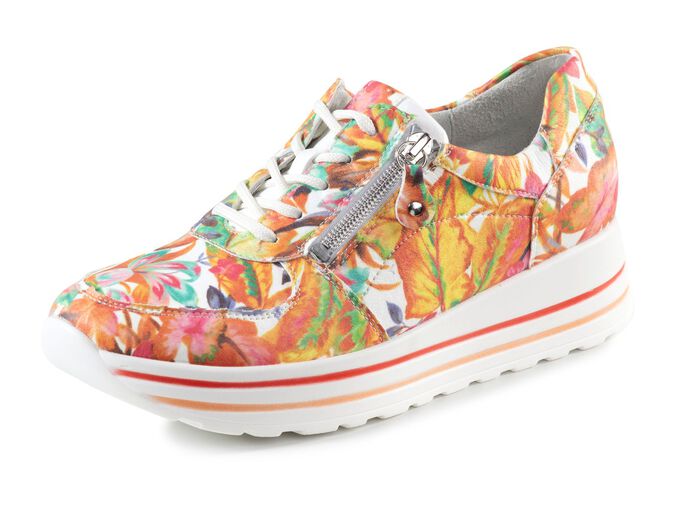 Waldl&auml;ufer Sneaker aus beschichtetem, floral bedrucktem Textilmaterial 
