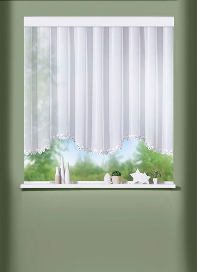 Blumenfenster-Store aus echter Plauener Spitze 
