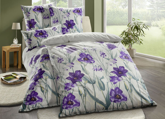 Beidseitig bedruckte Bettwäsche-Garnitur von Florella SILBER