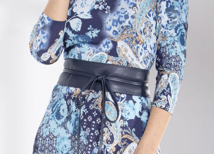 Modischer Leder-Bindegürtel, 8 cm breit  DUNKELBLAU