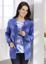 Strickjacke mit Rippenakzenten MITTELBLAU