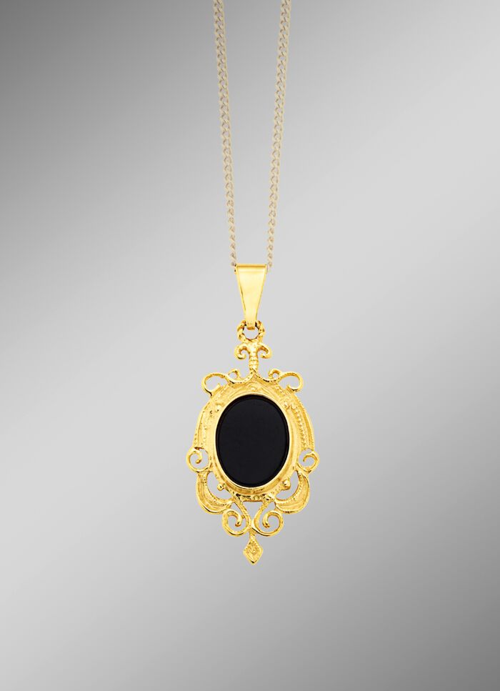 Filigraner Anh&auml;nger mit beh. Onyx 