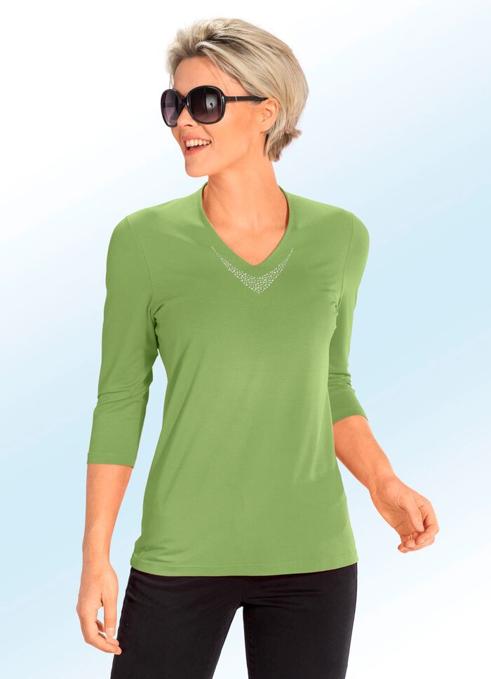 Shirt mit V-Ausschnitt in 5 Farben LIMETTE